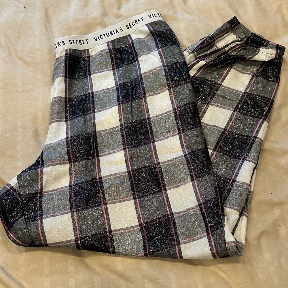 Victoria's Secret Black and Pink Plaid Pants